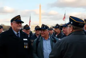 Vietnam veterans visiting memorials during Honor Flight