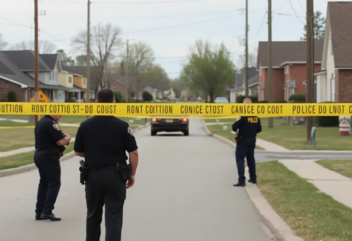 Police investigate a crime scene in Winchester, Kentucky