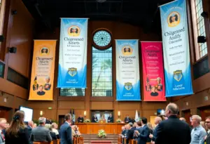 City officials celebrating at the Winchester awards ceremony