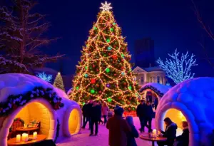 Winter Village at Gatton Park with digital Christmas tree