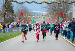 Participants running in the YMCA Reindeer Ramble 5K