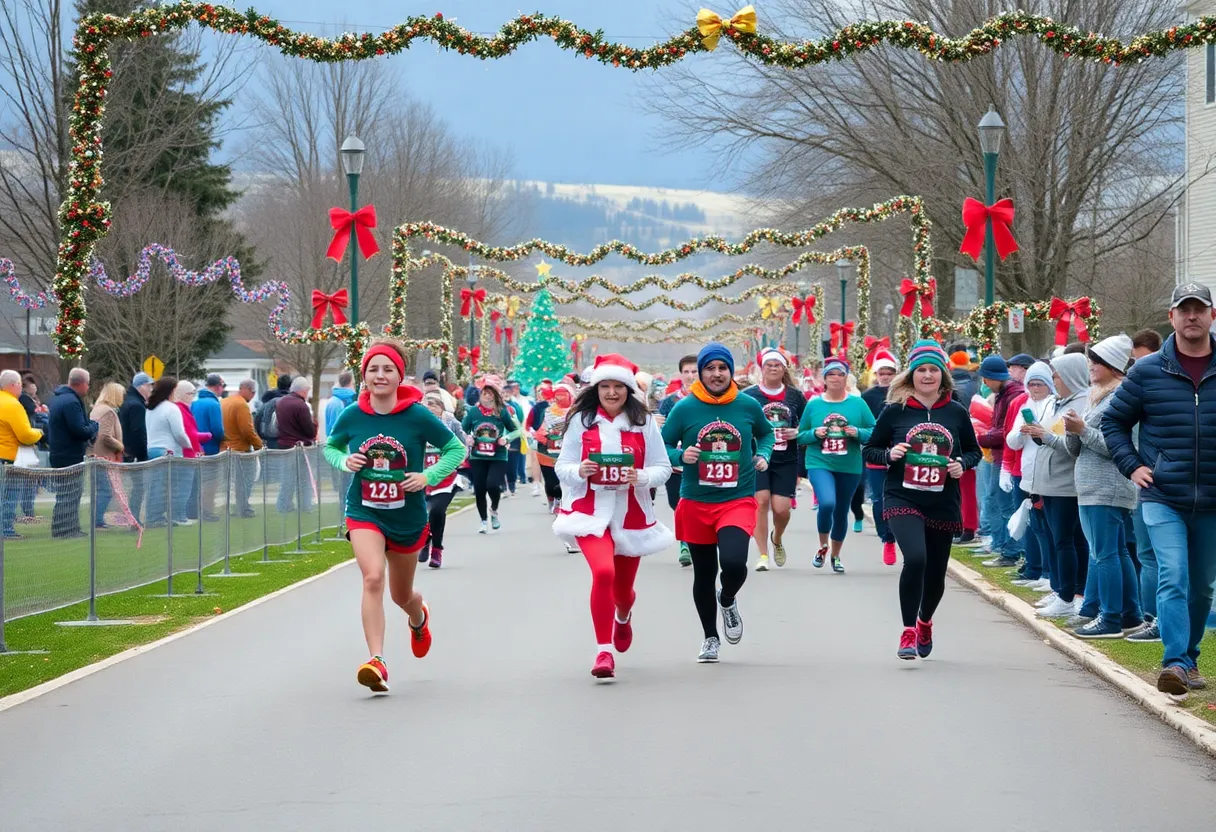 Participants running in the YMCA Reindeer Ramble 5K