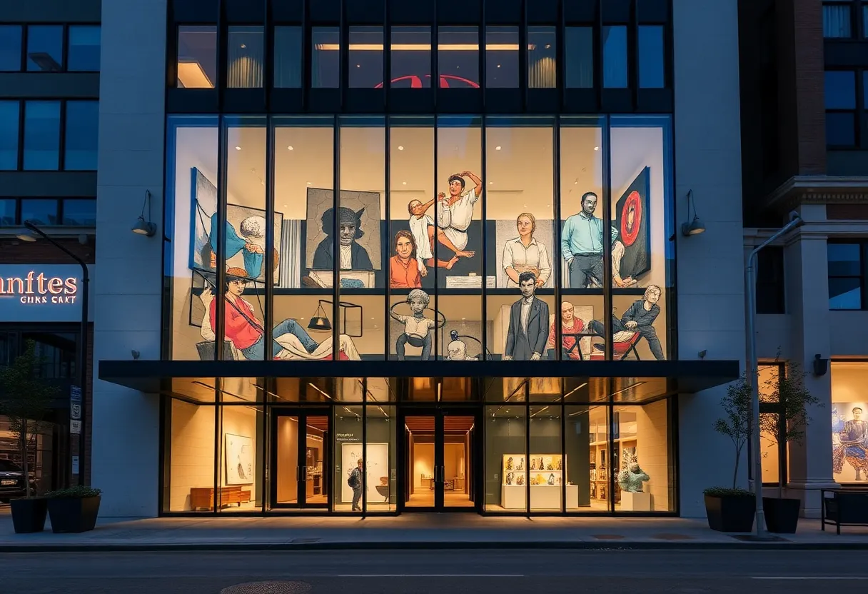 Exterior view of the 21c Museum Hotel in Cincinnati showcasing contemporary art