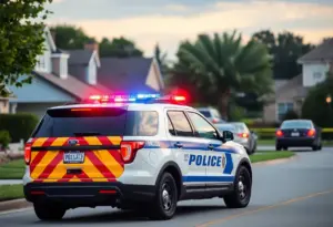 Police vehicle at an emergency scene in Bardstown, Kentucky