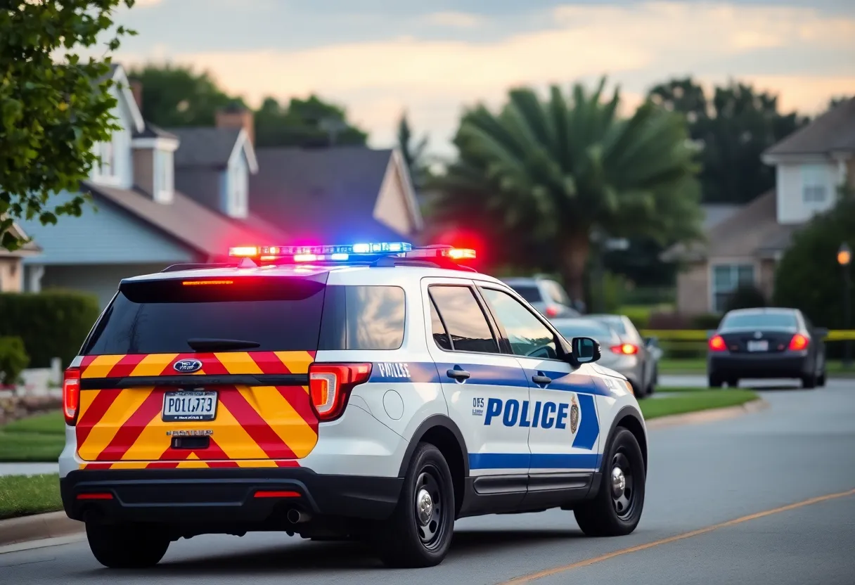 Police vehicle at an emergency scene in Bardstown, Kentucky