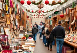 Shoppers at Berea's Artisan Village during Shop Small Business Saturday
