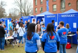 Community members participating in the Big Blue Crush blood drive at a university.