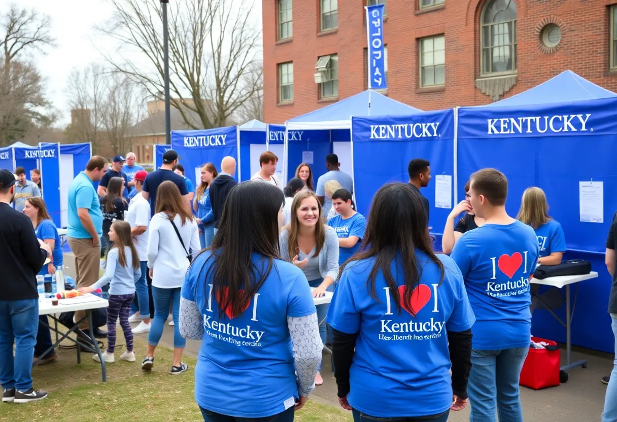 Community members participating in the Big Blue Crush blood drive at a university.
