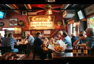 Patrons enjoying Southern barbecue at Billy's Bar-B-Q in Lexington.