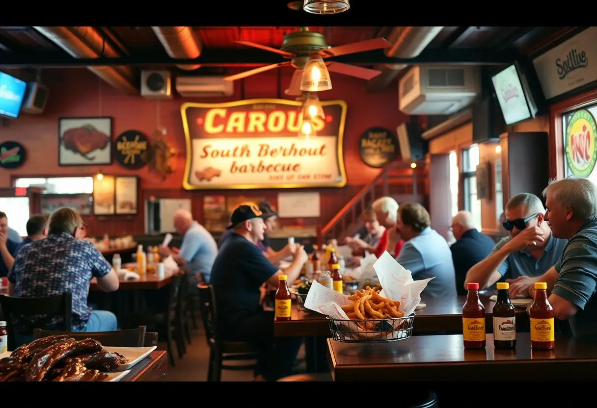 Patrons enjoying Southern barbecue at Billy's Bar-B-Q in Lexington.
