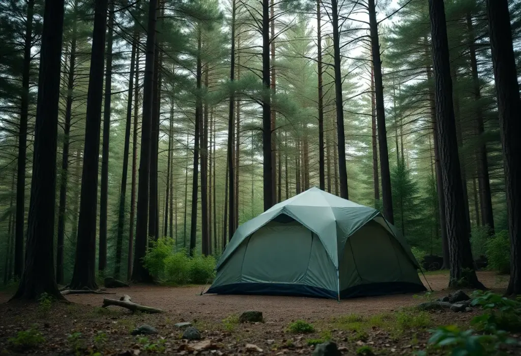 A peaceful campsite nestled in the Daniel Boone National Forest.