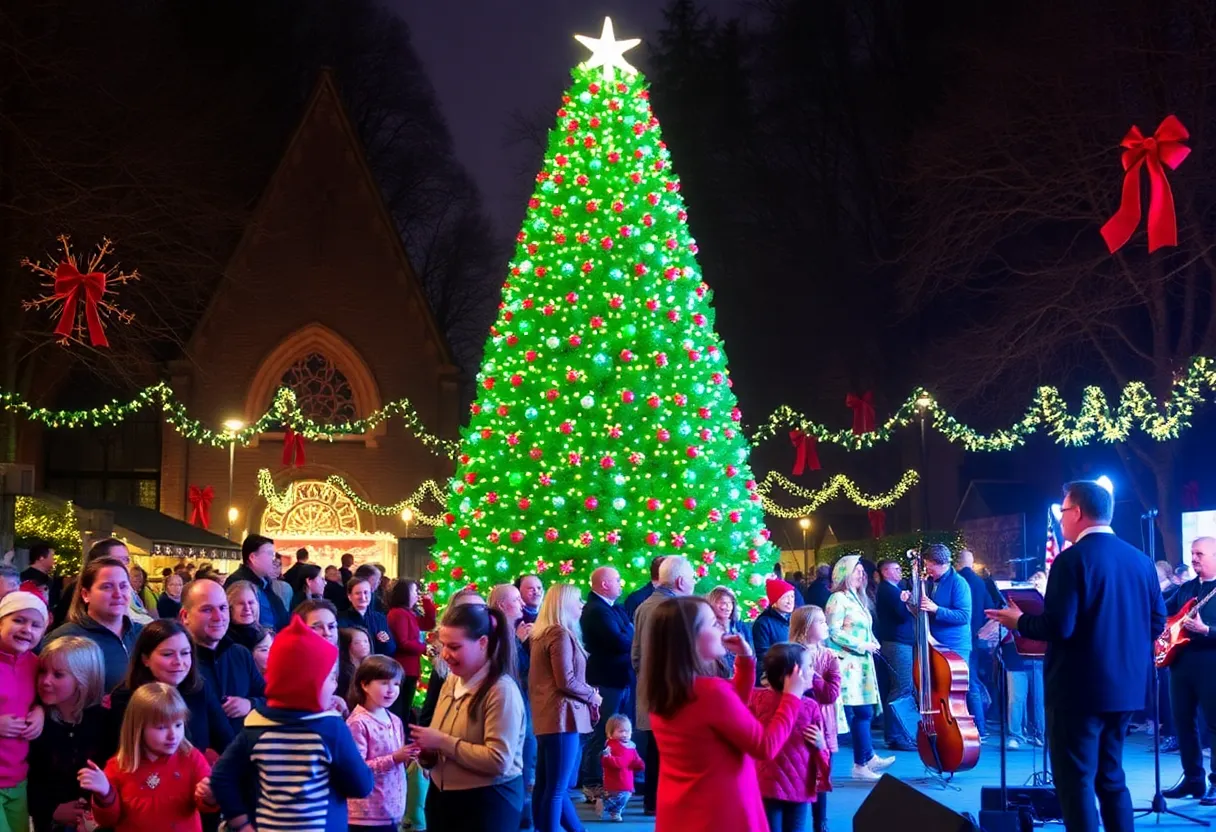 Community gathering at Gatton Park celebrating the Capitol Christmas Tree.