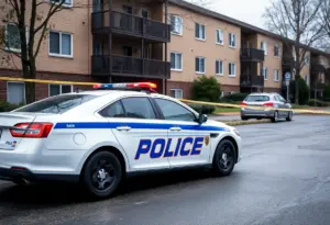 Police car at shooting scene on Centre Parkway