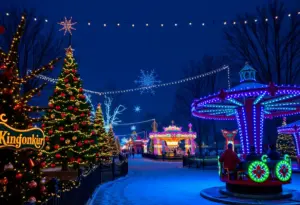 Families enjoying Christmas attractions at Kentucky Kingdom