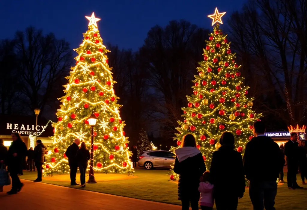 Illuminated Christmas tree at Triangle Park during the Holiday Lighting Festival