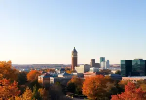Clear skies and fall landscape in Lexington Kentucky