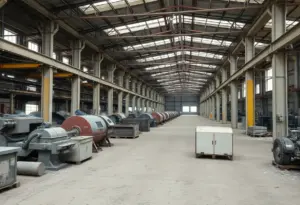A closed manufacturing plant showcasing an empty interior with unused equipment.