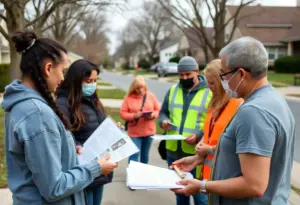 Volunteers conducting a search for a missing person in Lexington.
