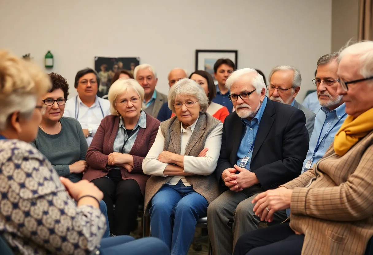 Community members learning about fraud prevention for the elderly