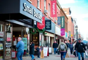 Local shoppers supporting small businesses in Covington, Kentucky.