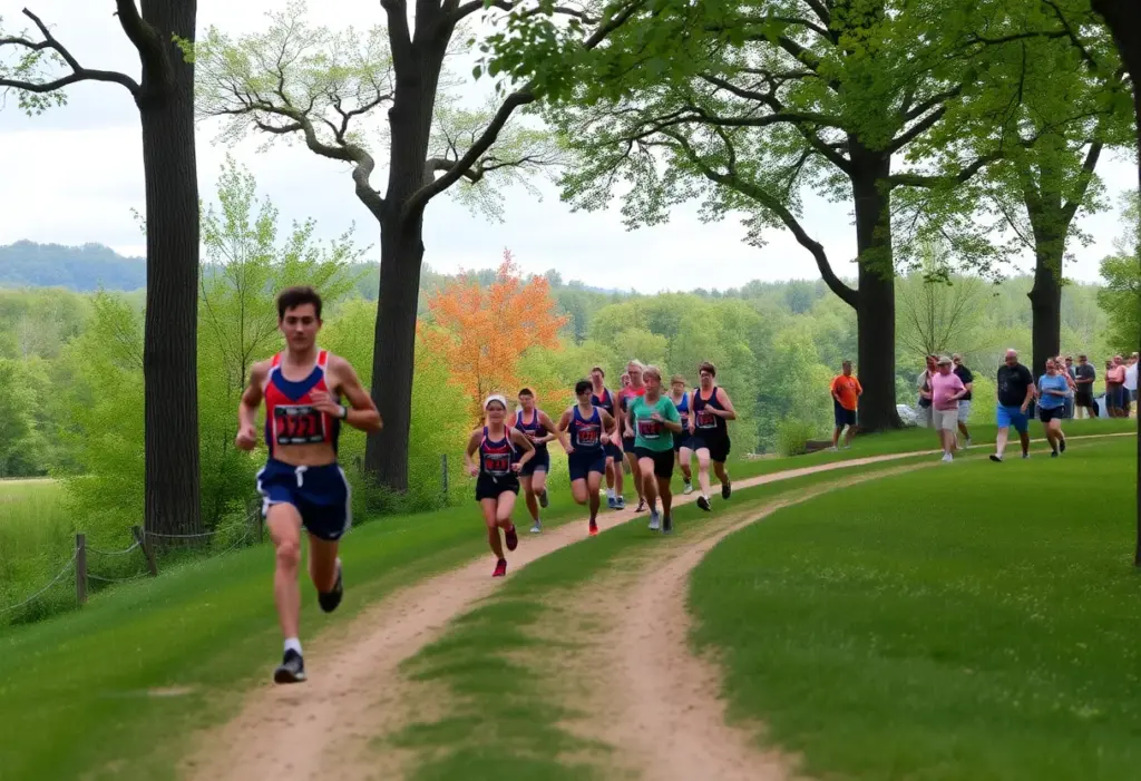 Runners competing in the KHSAA State Cross Country Meet at Kentucky Horse Park.