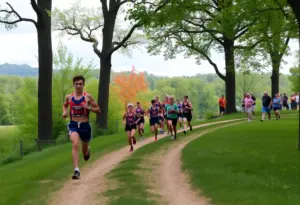 Runners competing in the KHSAA State Cross Country Meet at Kentucky Horse Park.