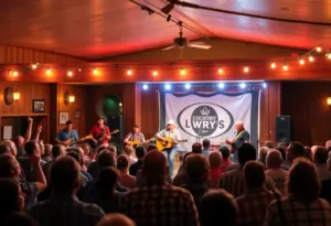 Crowd enjoying a live music performance at DJ's Steakhouse
