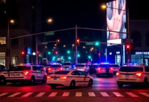 Police at the scene of a disturbance in downtown Lexington