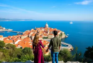 Couples strolling hand-in-hand in Dubrovnik