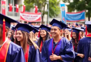 Graduating students celebrating at Fayette County Public Schools ceremony