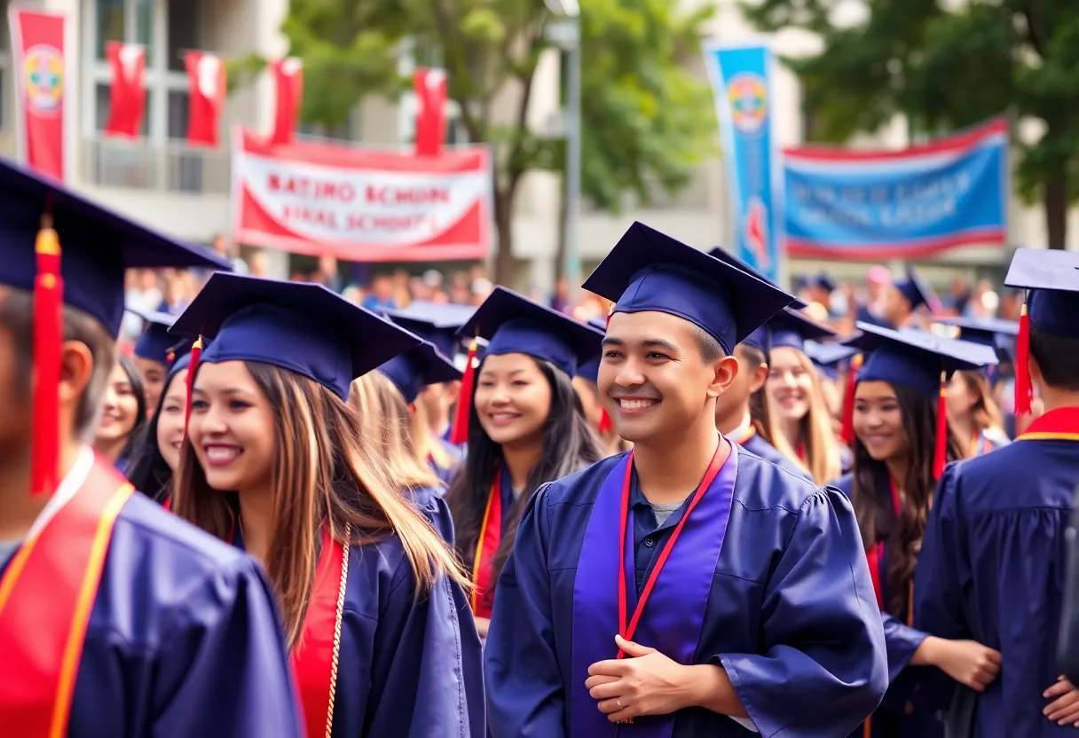 Graduating students celebrating at Fayette County Public Schools ceremony