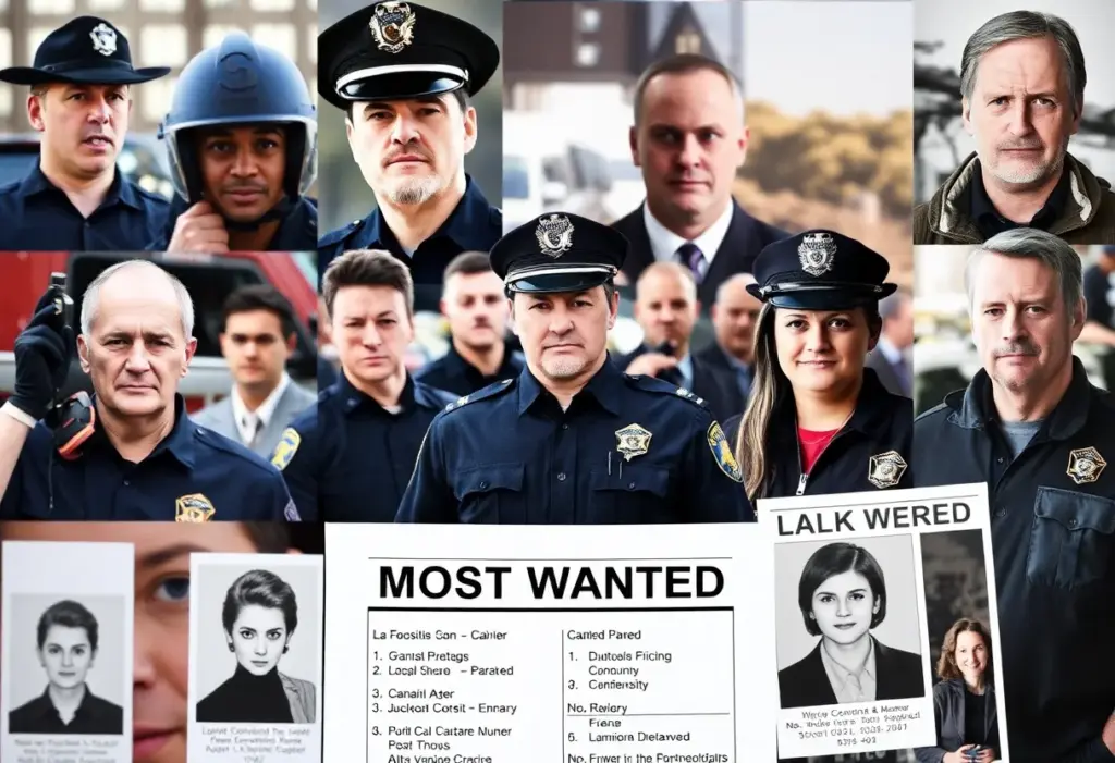 Graphic depiction of a Most Wanted list and community safety elements