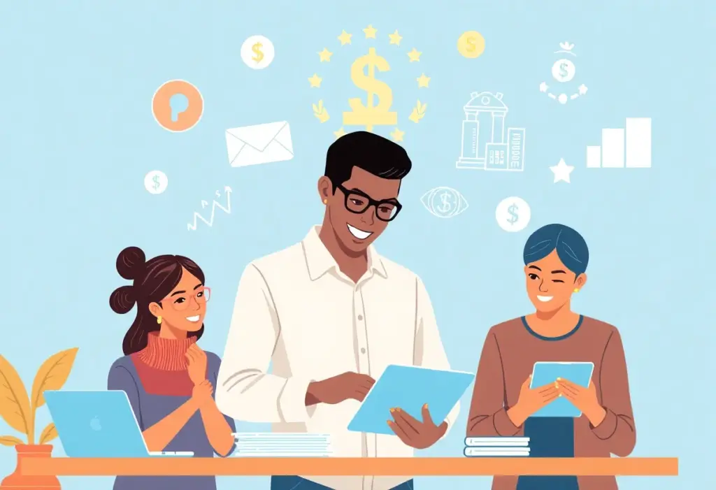 People learning about financial literacy through an app.