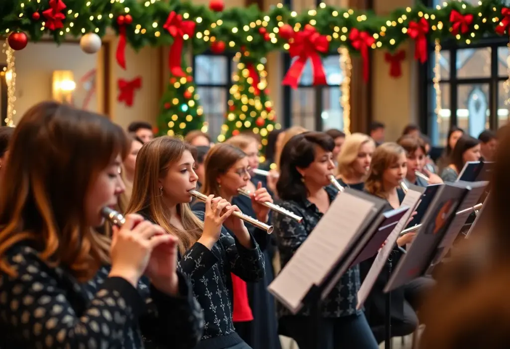 Flutists performing at a holiday concert in Lexington