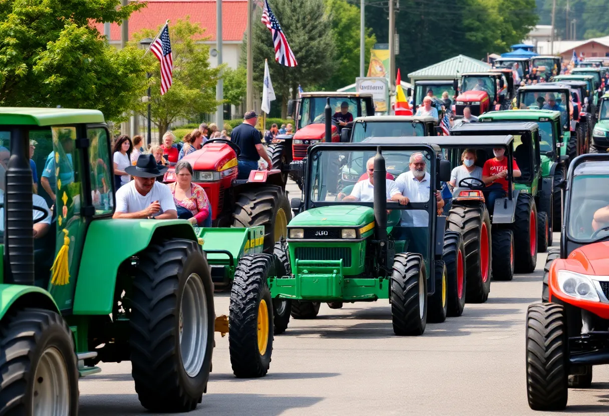 Tractors in the Fleming County FFA Tractor Parade
