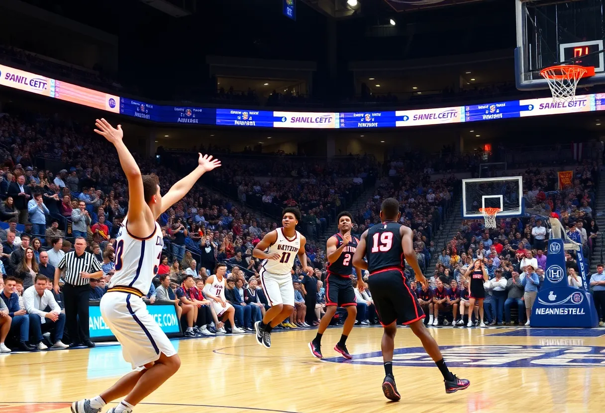 Florida Gators basketball team celebrating a victory at home opener