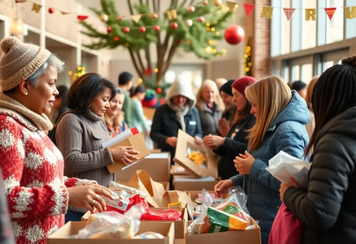 Volunteers distributing food and essentials at the Turkey Extravaganza in Frankfort.