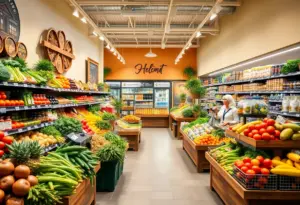 Inside view of The Fresh Market showcasing gourmet and organic products.