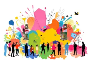 An artistic representation of Kentucky's vibrant arts community.