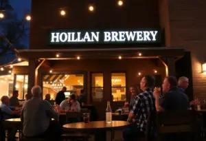 Friends gathered at Harlan County Beer Company during trivia night