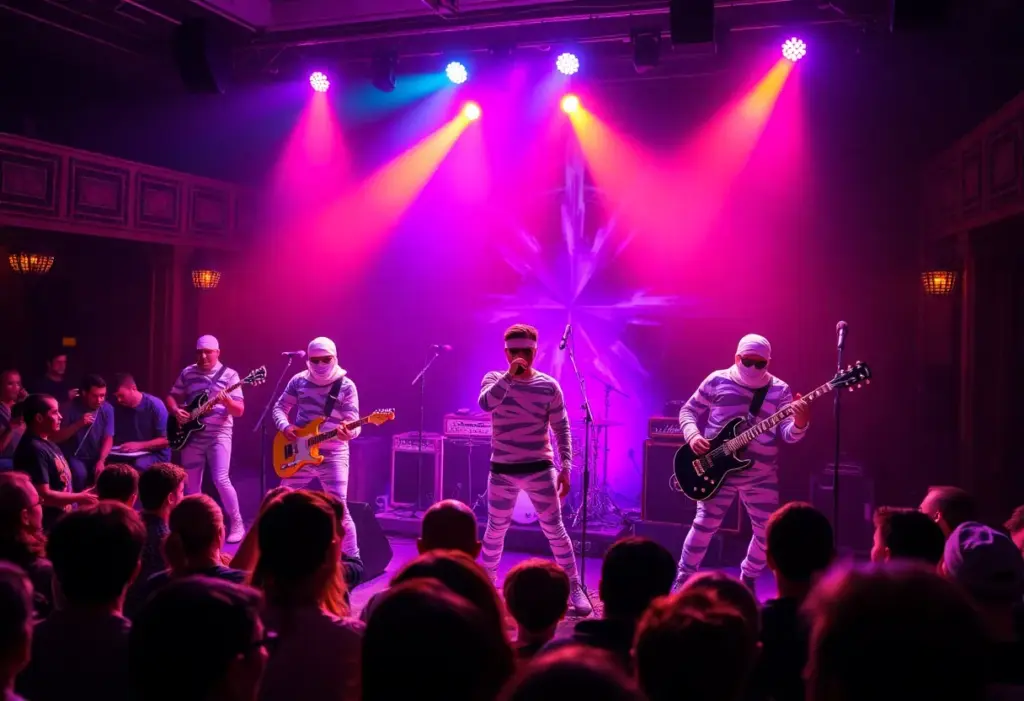 Funk-rock band Here Come the Mummies performing at the Lexington Opera House