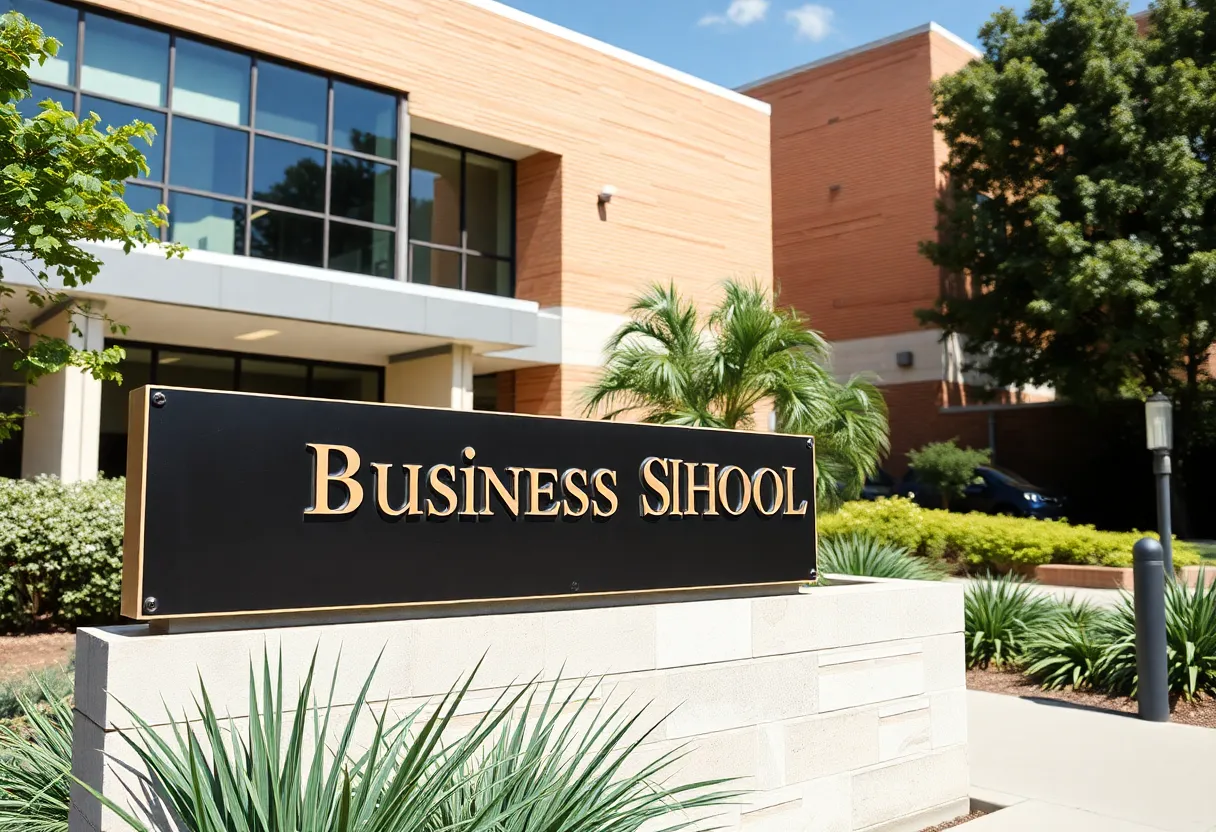 Exterior view of the James C. Bowling School of Business