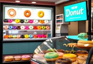 Display of colorful donuts at Jeff's Donuts new Ohio location