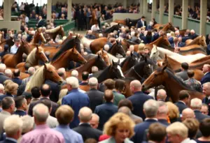 Horses being auctioned at Keeneland's Breeding Stock Sale