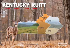 Map showcasing the peak deer rut timing across Kentucky's regions