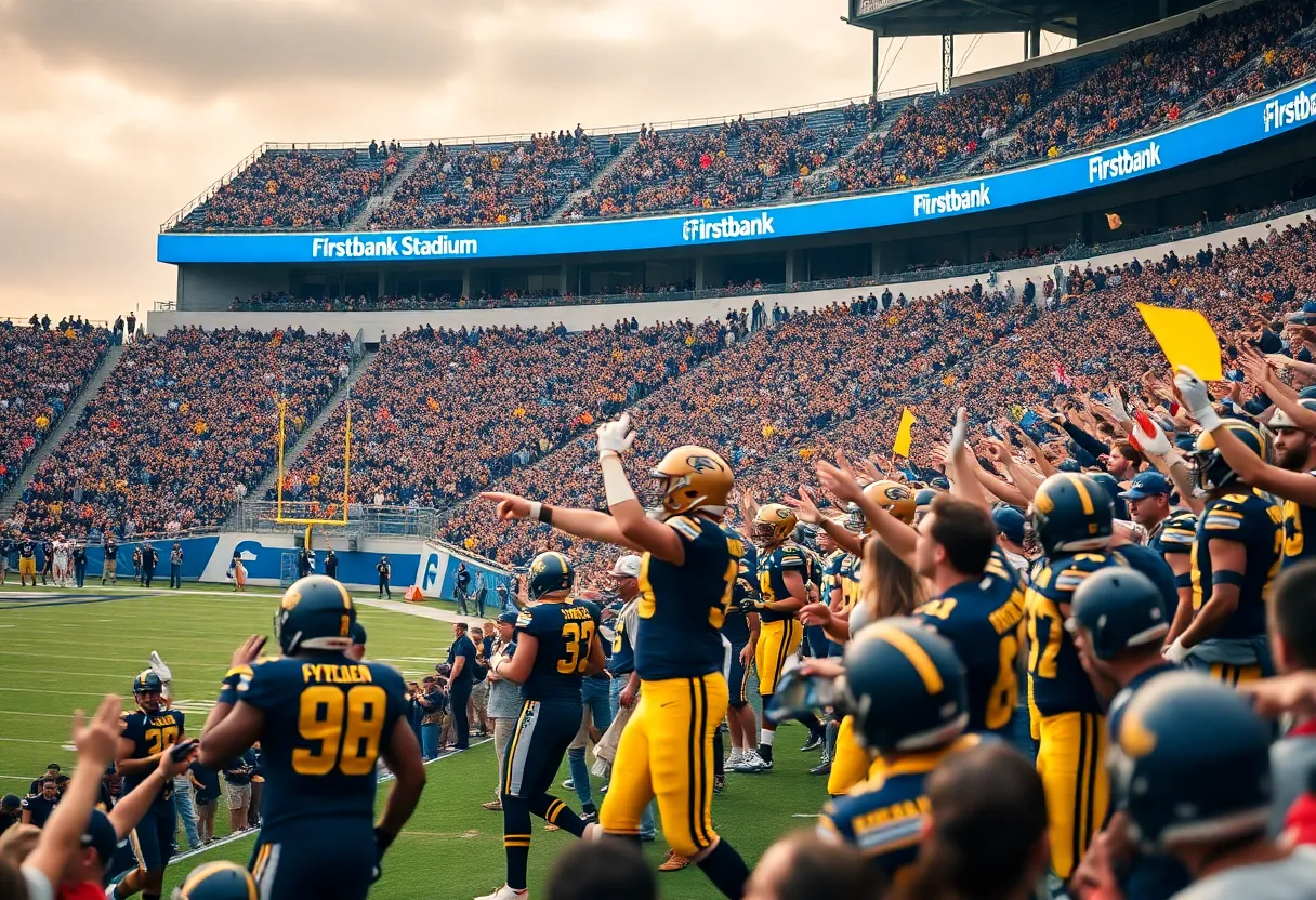 Kentucky Wildcats football team in action against Vanderbilt Commodores