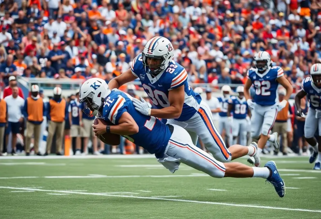 Kentucky Wildcats football players on the field during a game against Auburn Tigers