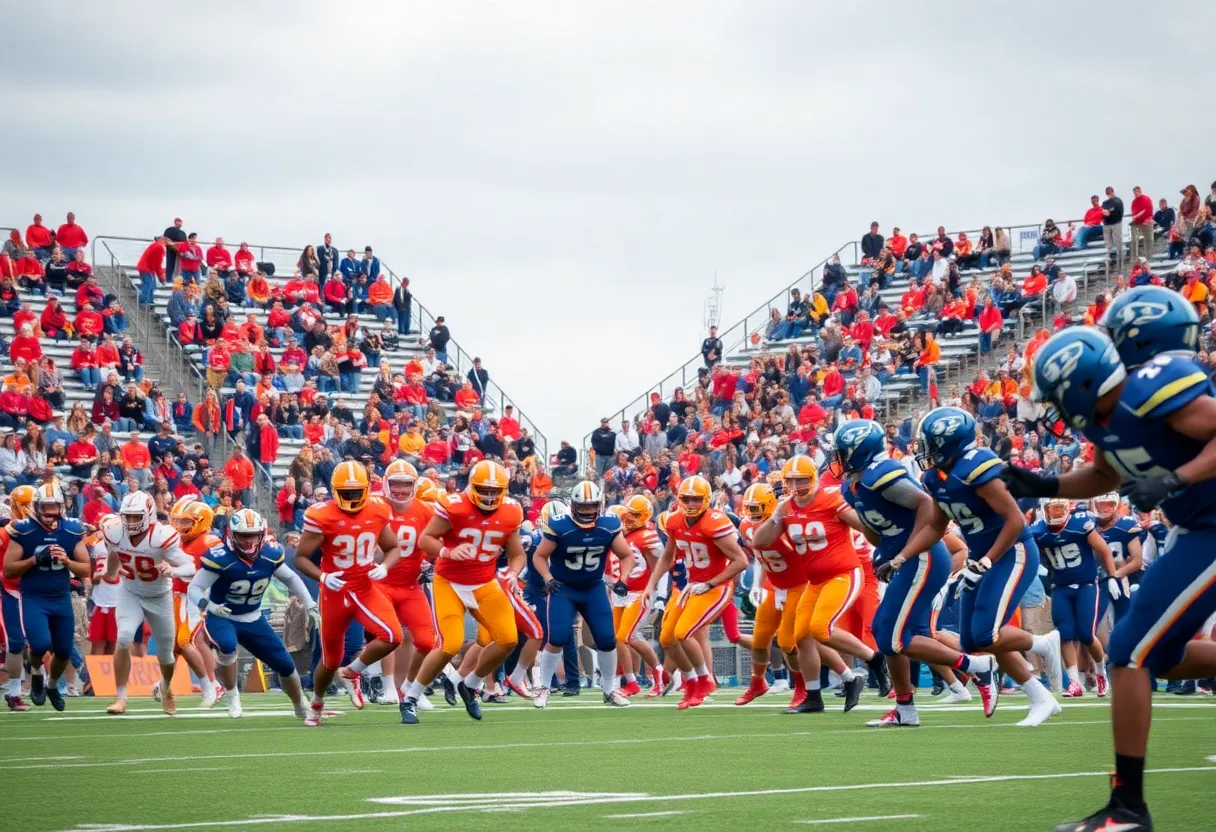 High school football players in action during KHSAA semifinals in Kentucky