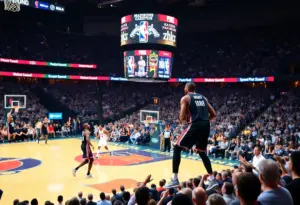 New York Knicks players celebrating a win against the Memphis Grizzlies at Madison Square Garden