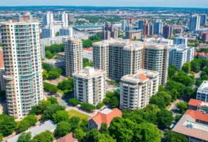Modern apartment buildings near the University of Kentucky